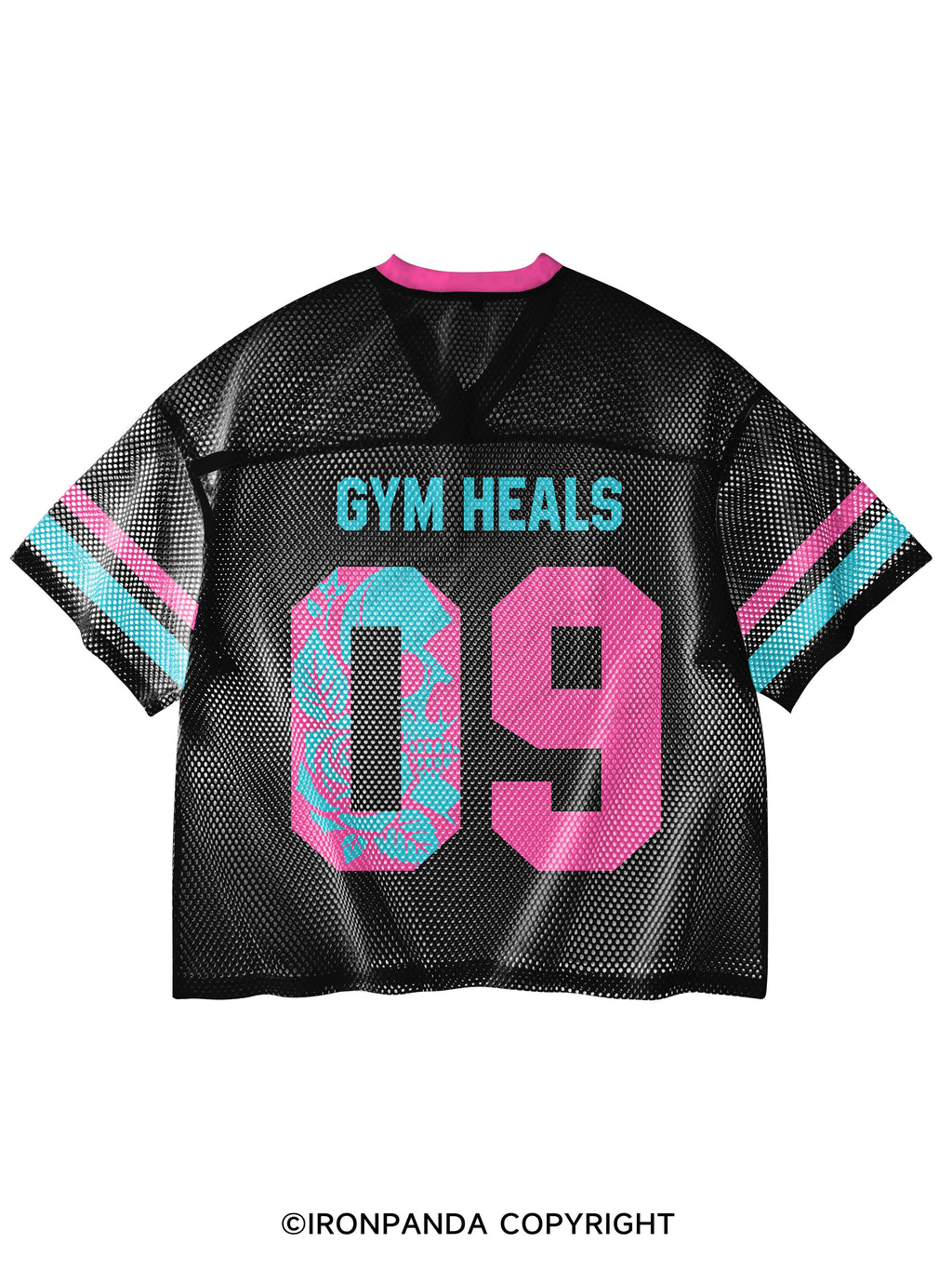 GYM HEALS V-Neck Open Hole Mesh Top