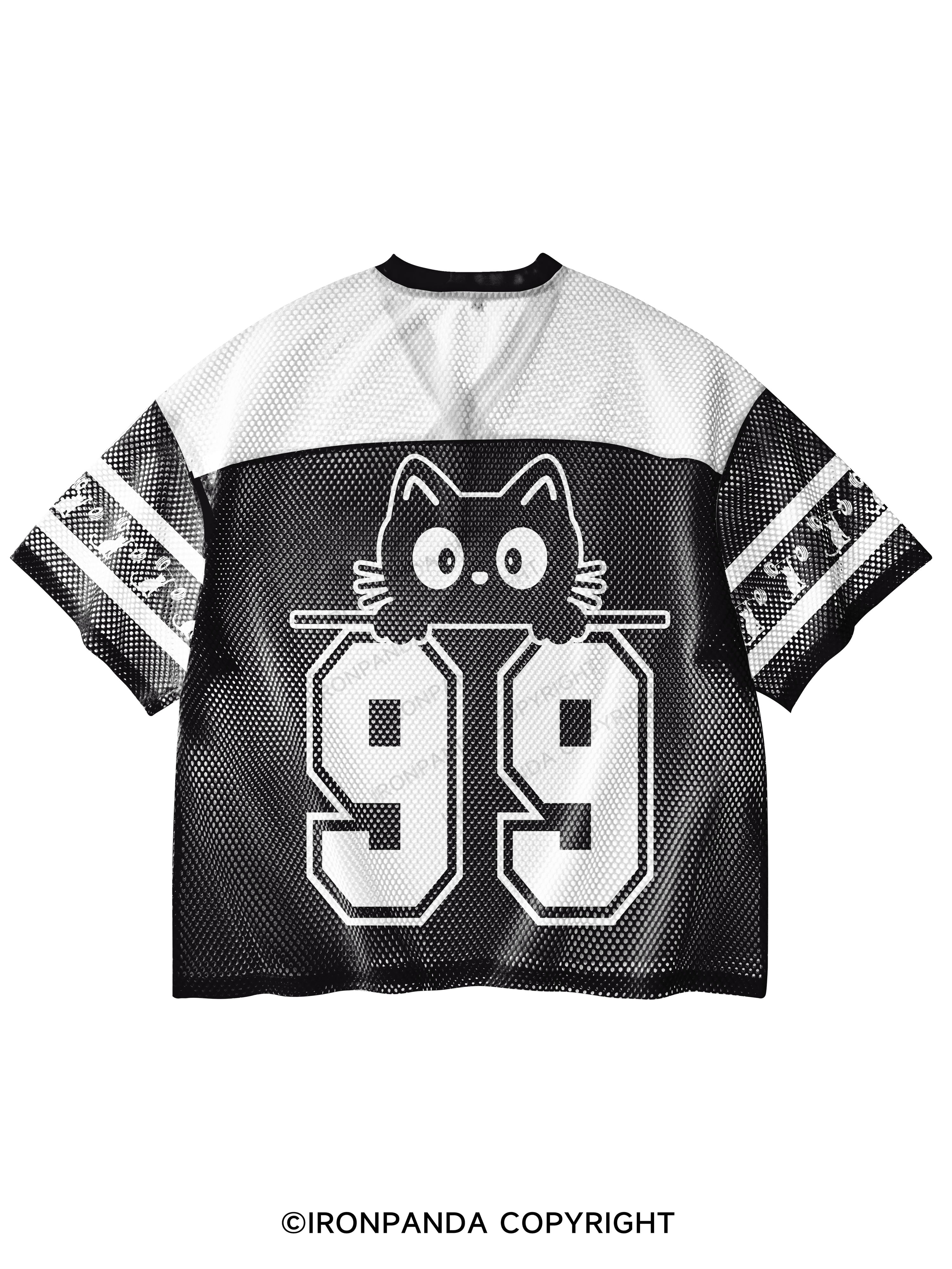 Cat Lifting V-Neck Open Hole Mesh Top