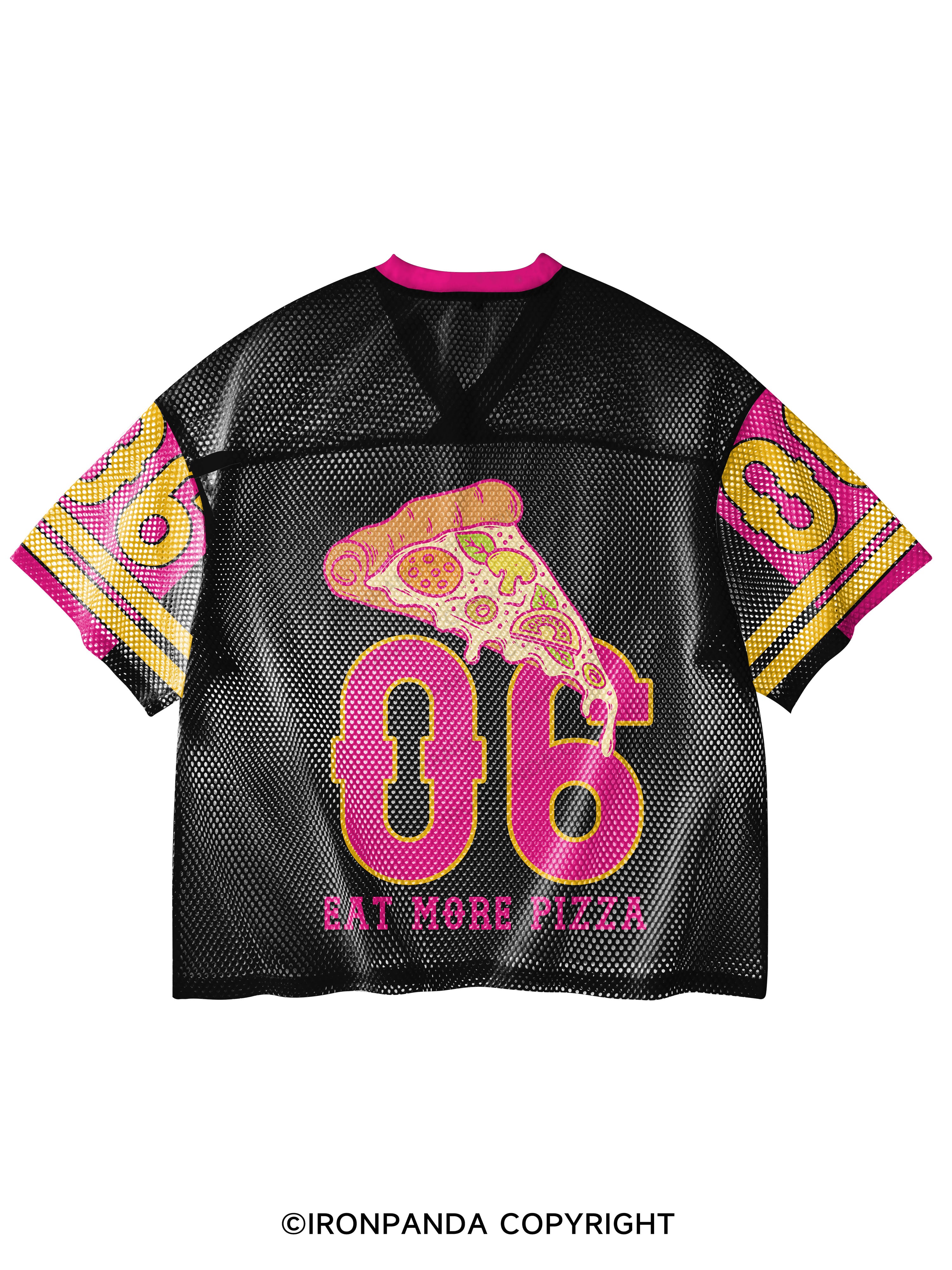 I WORKOUT SO I CAN EAT MORE PIZZA V-Neck Open Hole Mesh Top