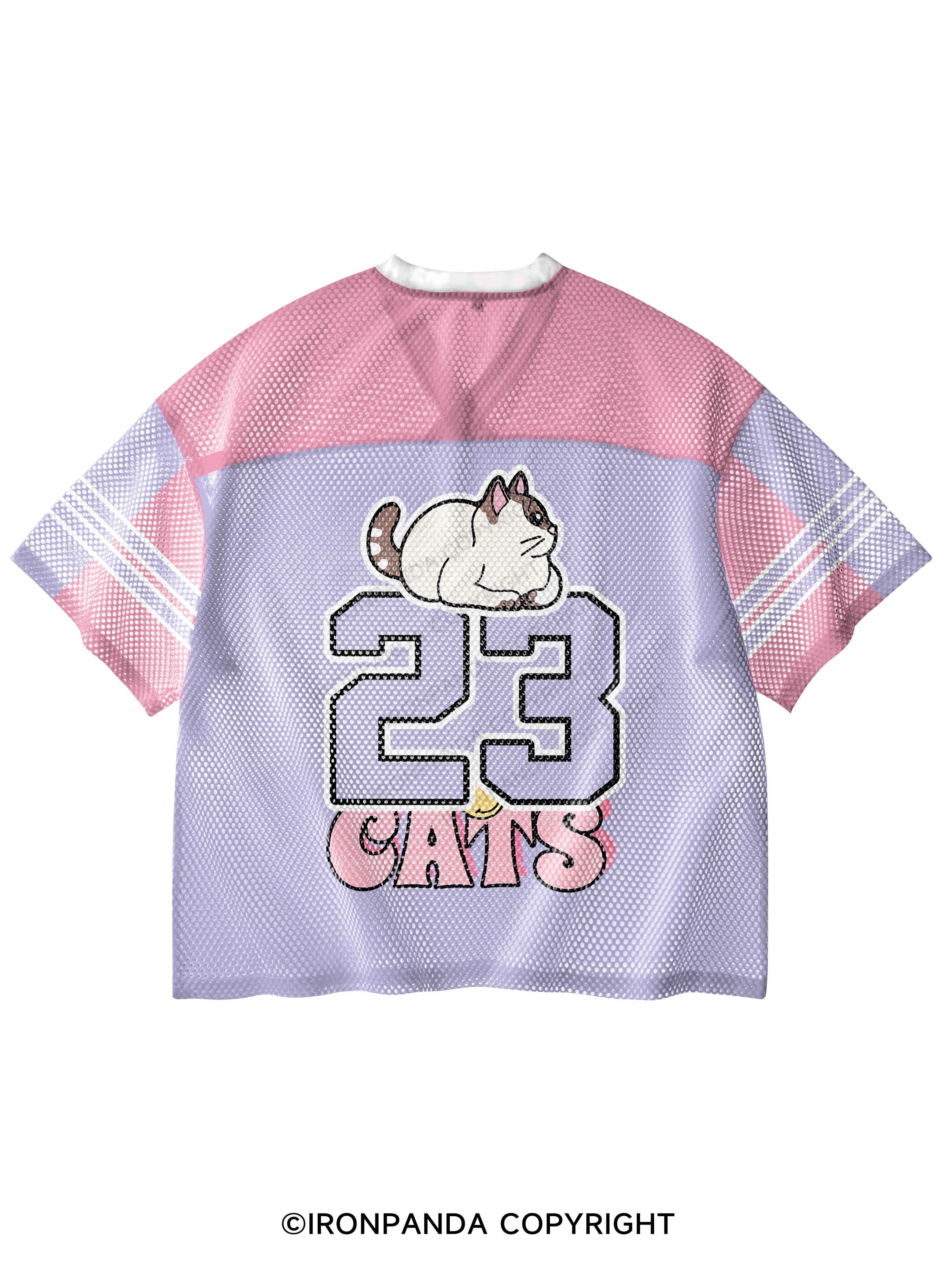 Just A Girl Who Loves Cats V-Neck Open Hole Mesh Top