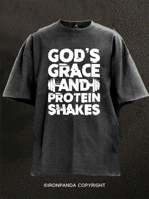 god's grace and protein shake Washed Gym Shirt