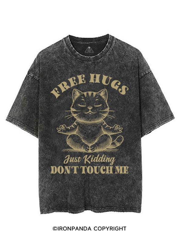 FREE HUGS JUST KIDDING DON'T TOUCH ME VINTAGE GYM SHIRT
