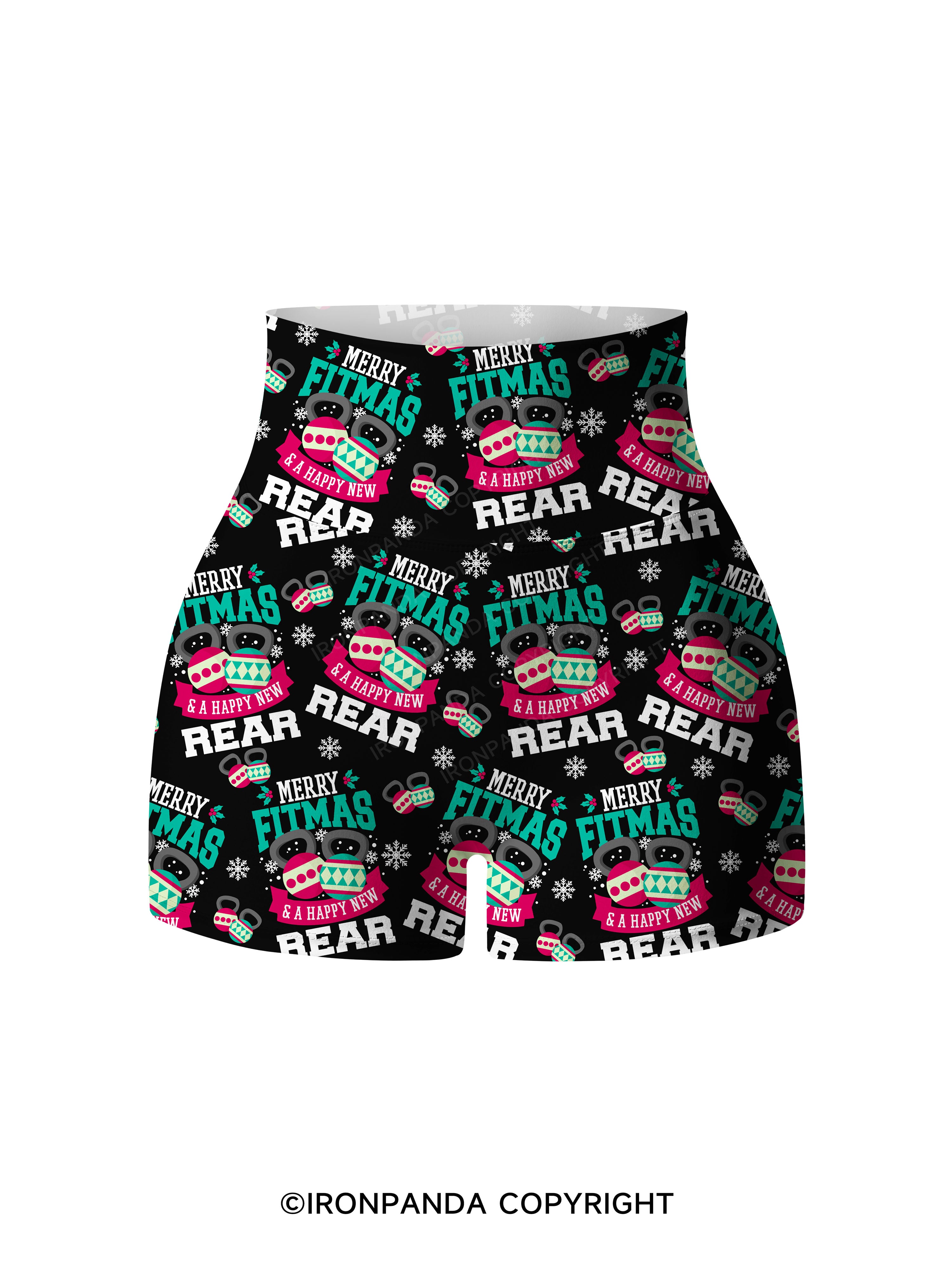 Merry Fitmas Printed Yoga Shorts