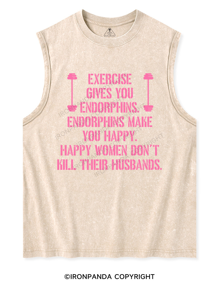 EXERCISE GIVES YOU ENDORPHINS PINK Washed Tank