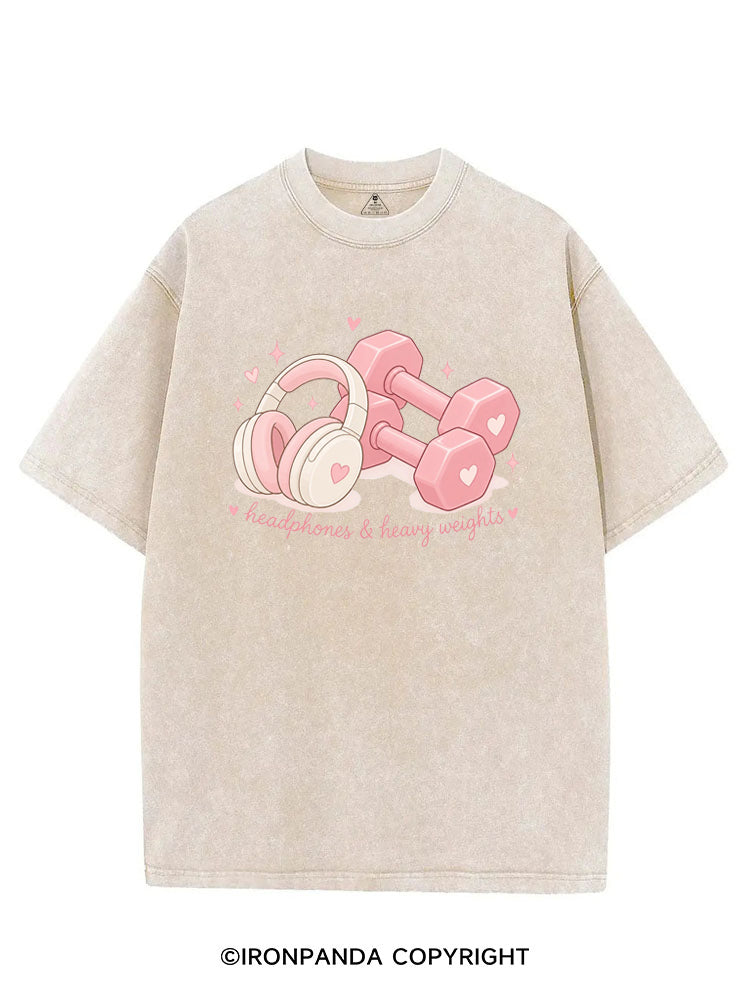 HEADPHONES & HEAVY WEIGHTS VINTAGE GYM SHIRT