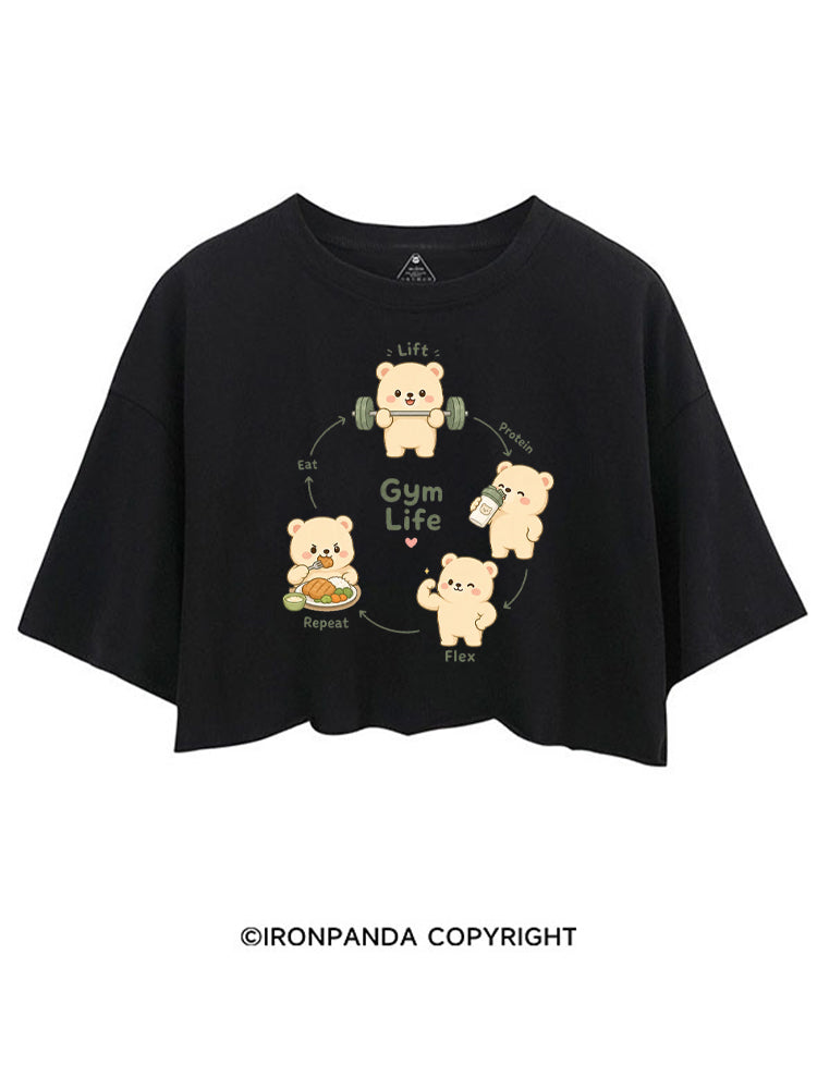 GYM LIFE CUTE BEAR CROP TOPS