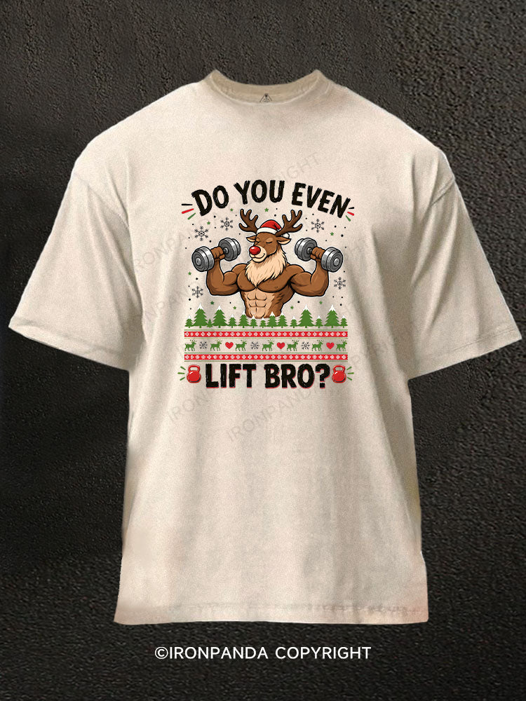 Do You Even Lift Bro Muscle Reindeer Washed Gym Shirt