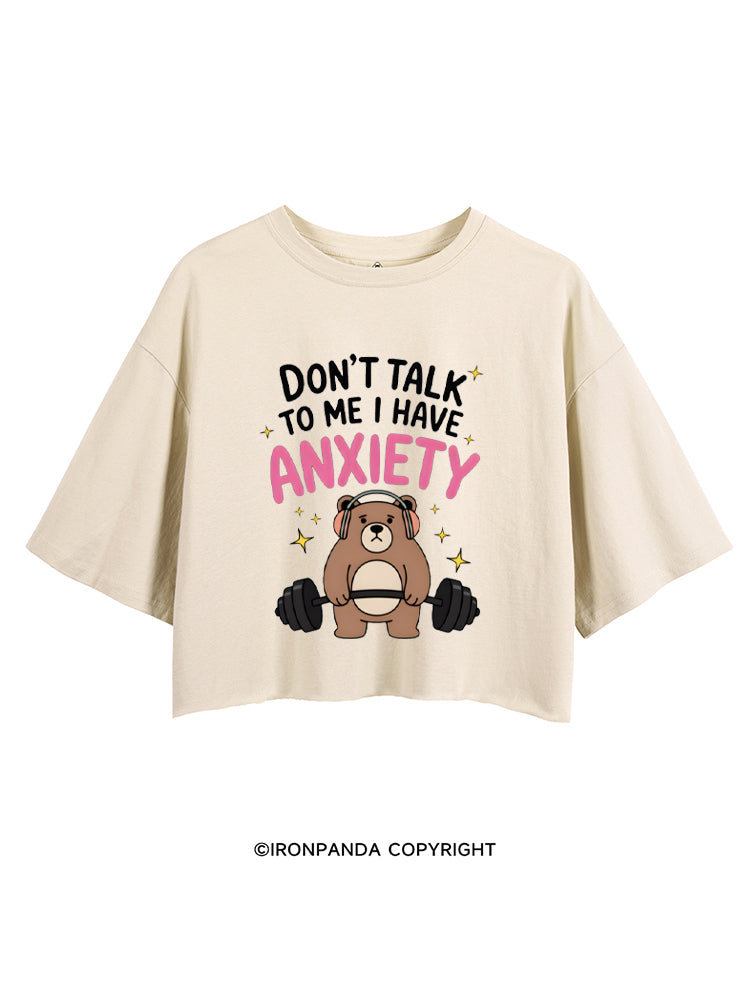 Bear Lifting Weights Anxiety CROP TOPS