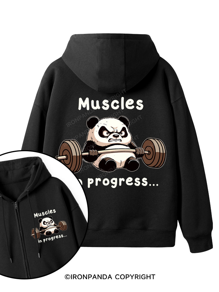 muscles in progress Double-Sided Printed Fleece Zip Up Hoodie