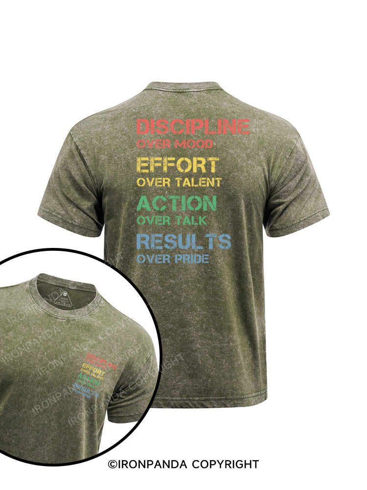 Discipline Over Mood printed Washed Gym Shirt