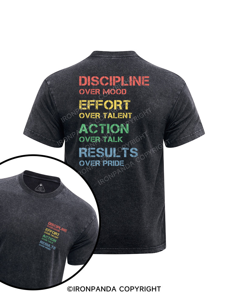 Discipline Over Mood printed Washed Gym Shirt