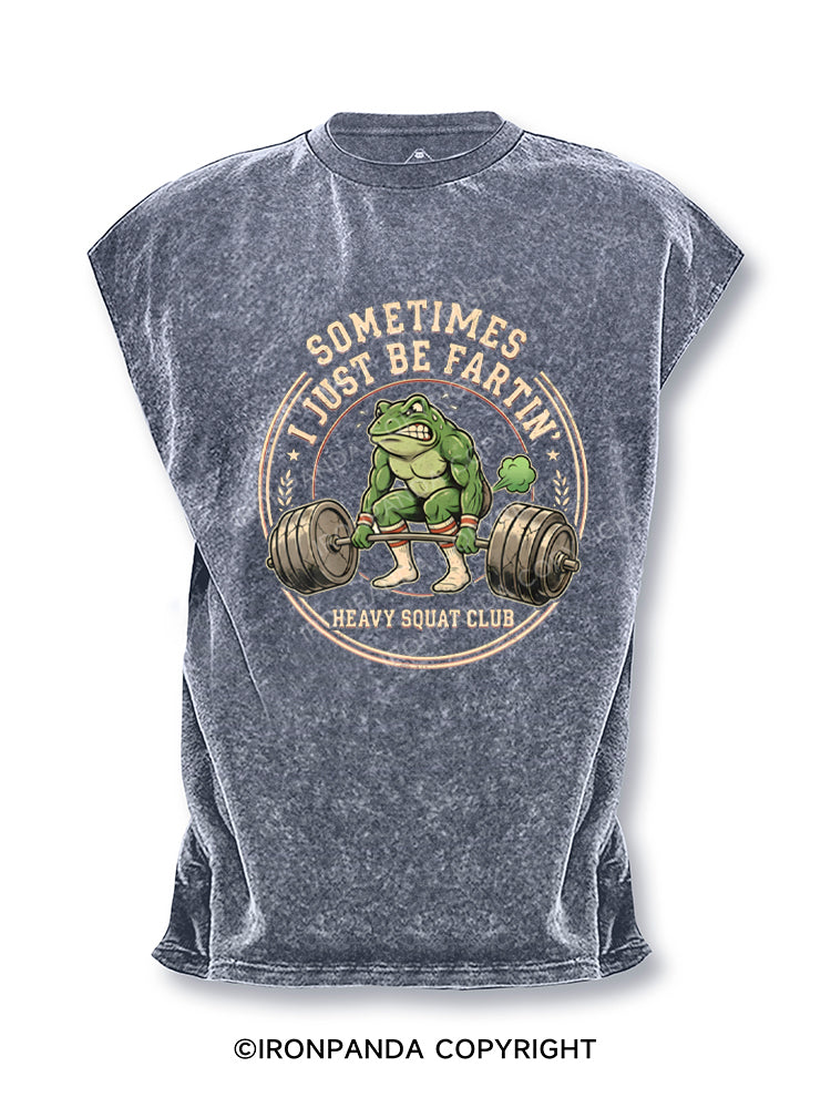 Sometimes I Just Be Fartin Funny Gym Frog Retro Workout Cut Off Tank