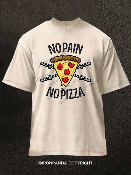 NO PAIN NO PIZZA Washed Gym Shirt