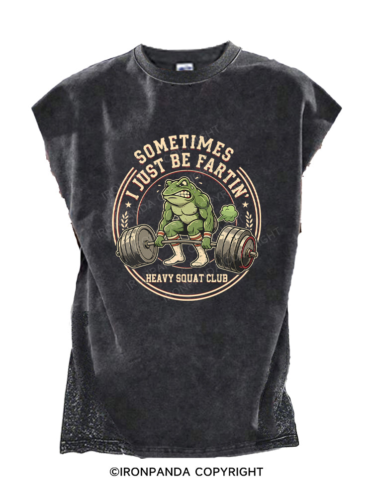 Sometimes I Just Be Fartin Funny Gym Frog Retro Workout Cut Off Tank