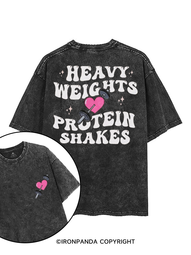 HEAVY WEIGHTS PROTEIN SHAKES printed Gym Shirt