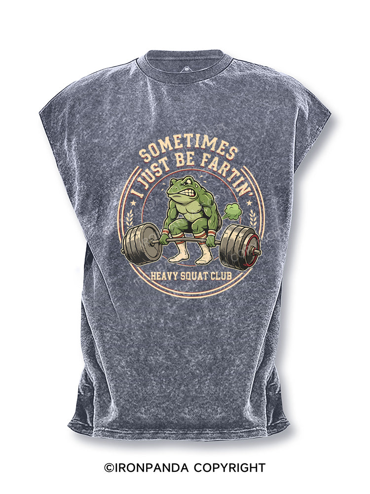 Sometimes I Just Be Fartin Funny Gym Frog Retro Workout Cut Off Tank