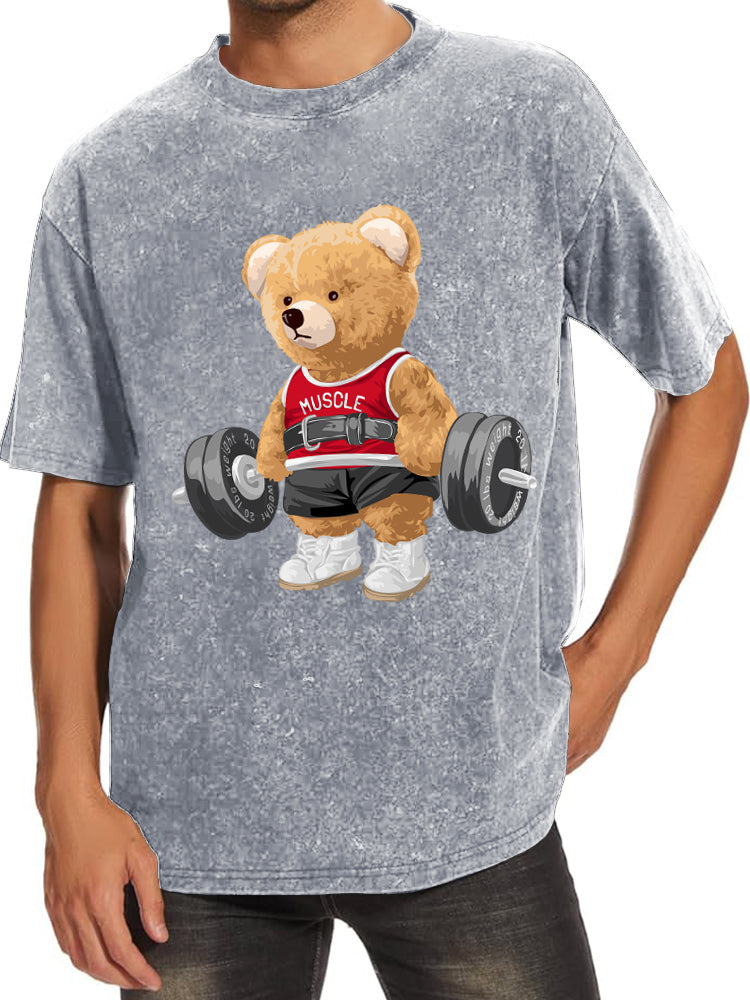 Exercise Bear Washed Gym Shirt