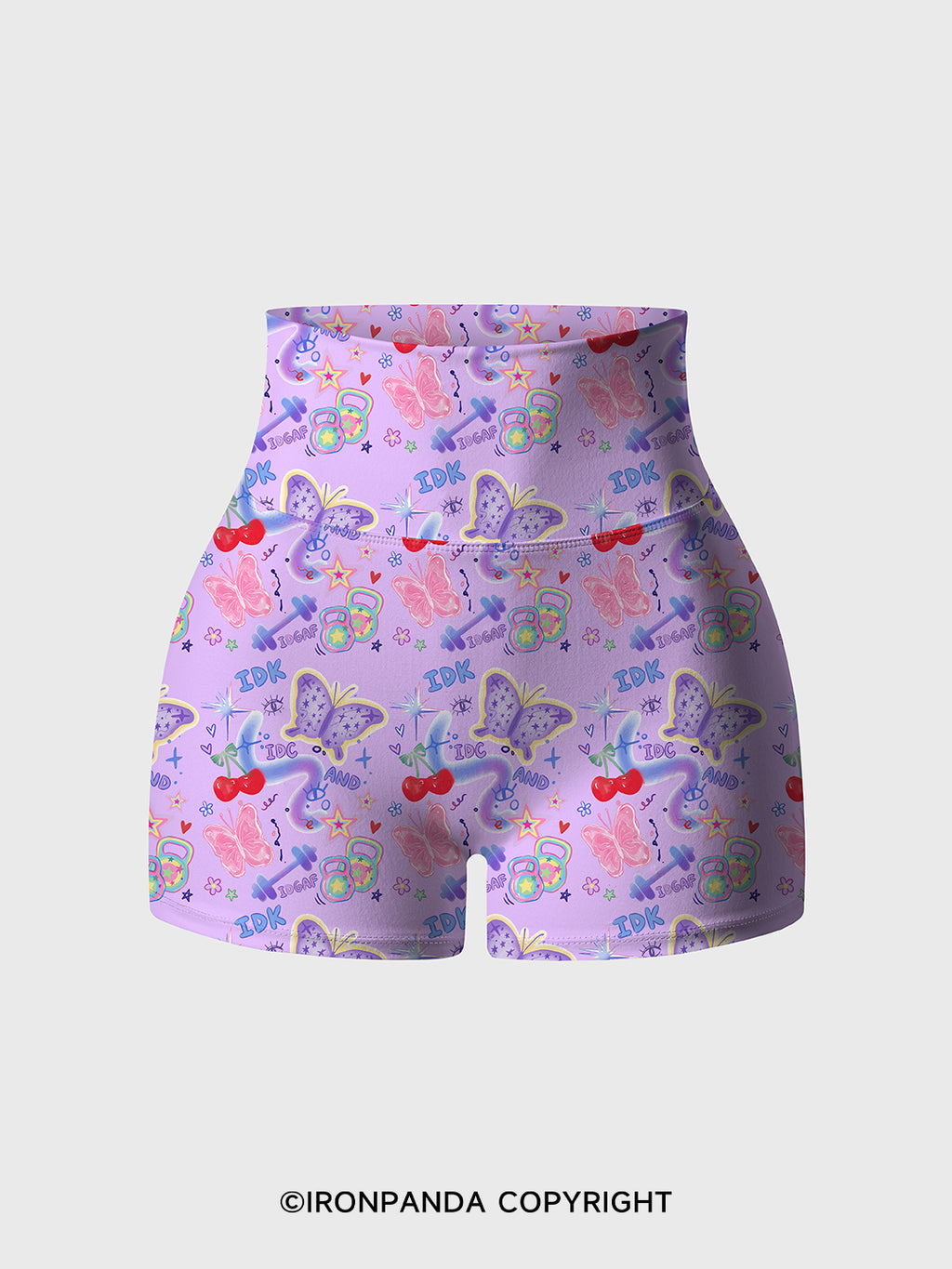 IDK, IDC AND IDGAF Printed Yoga Shorts