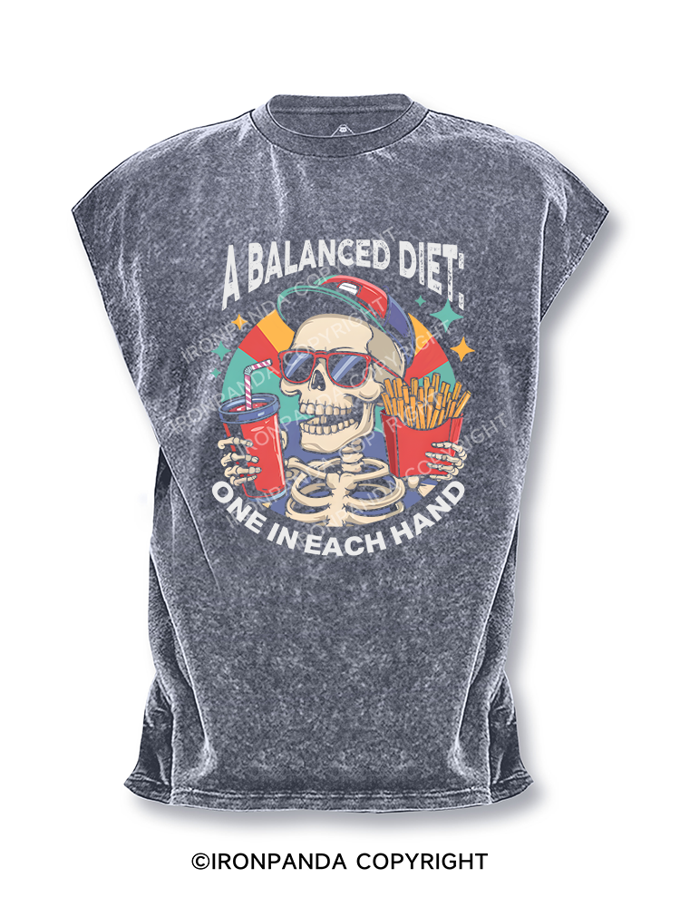 A Balanced Diet One in Each Hand Cut Off Tank