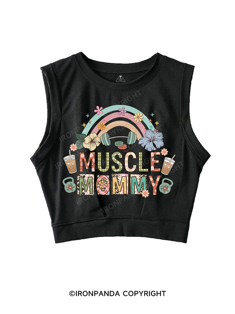 MUSCLE MOM SLEEVELESS CROP TOPS