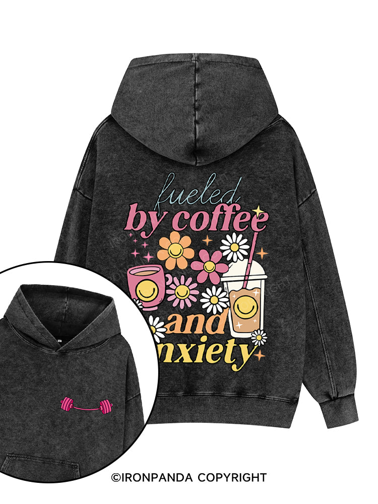 Fueled by Iced Coffee and Anxiety Printed Washed Gym Hoodie