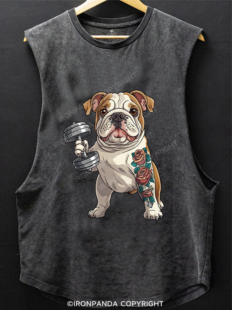 Bulldog with Gains Scoop Bottom Cotton Tank