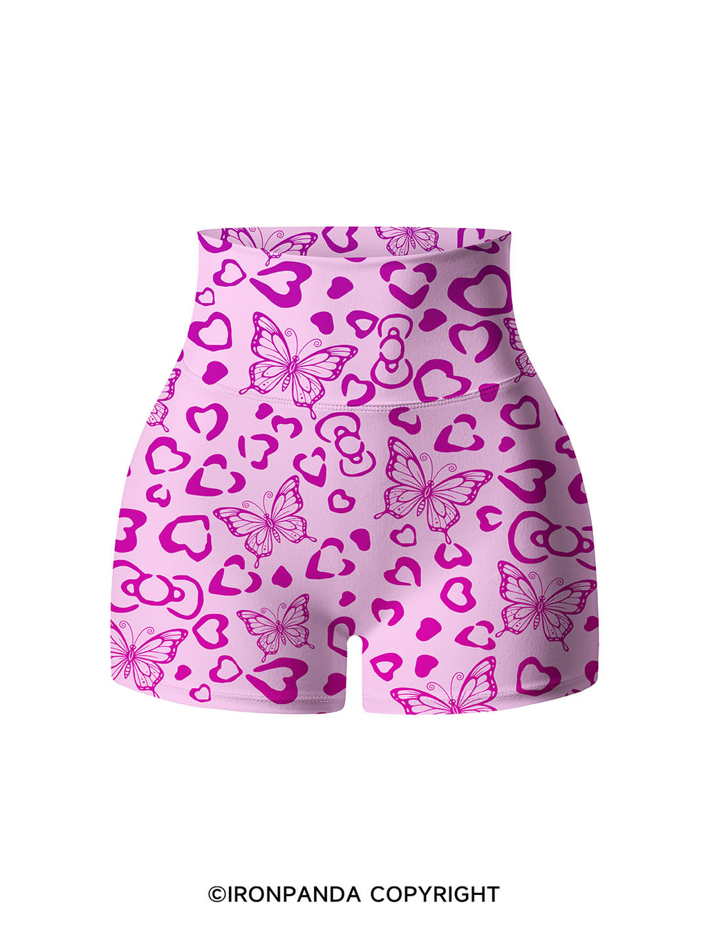 Butterfly Hearts Printed Yoga Shorts