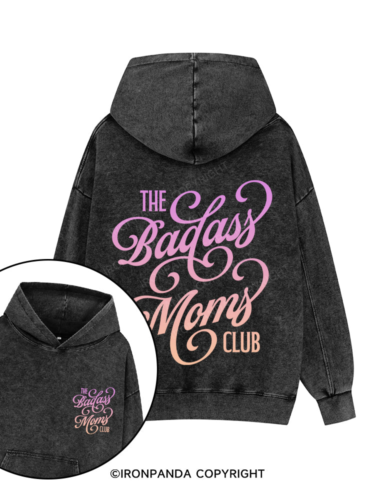 THE BADASS MOMS CLUB Printed Washed Gym Hoodie