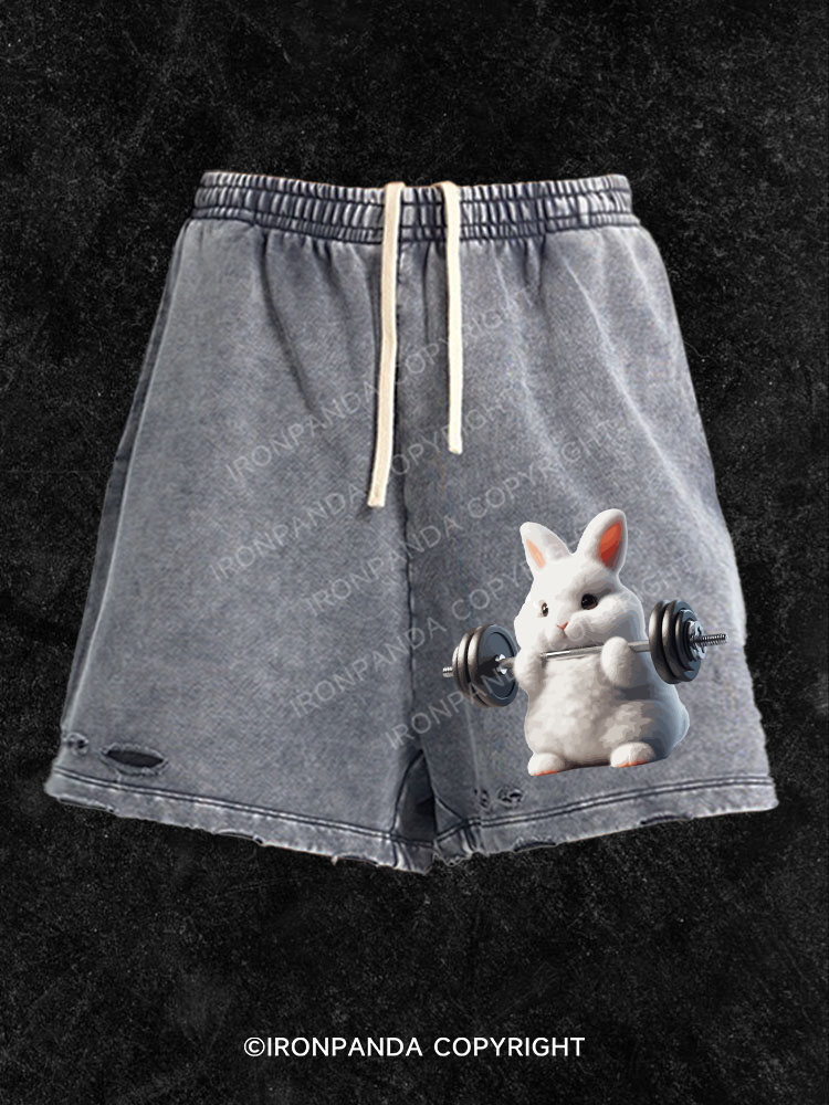 weightlifting rabbit Washed Gym Shorts