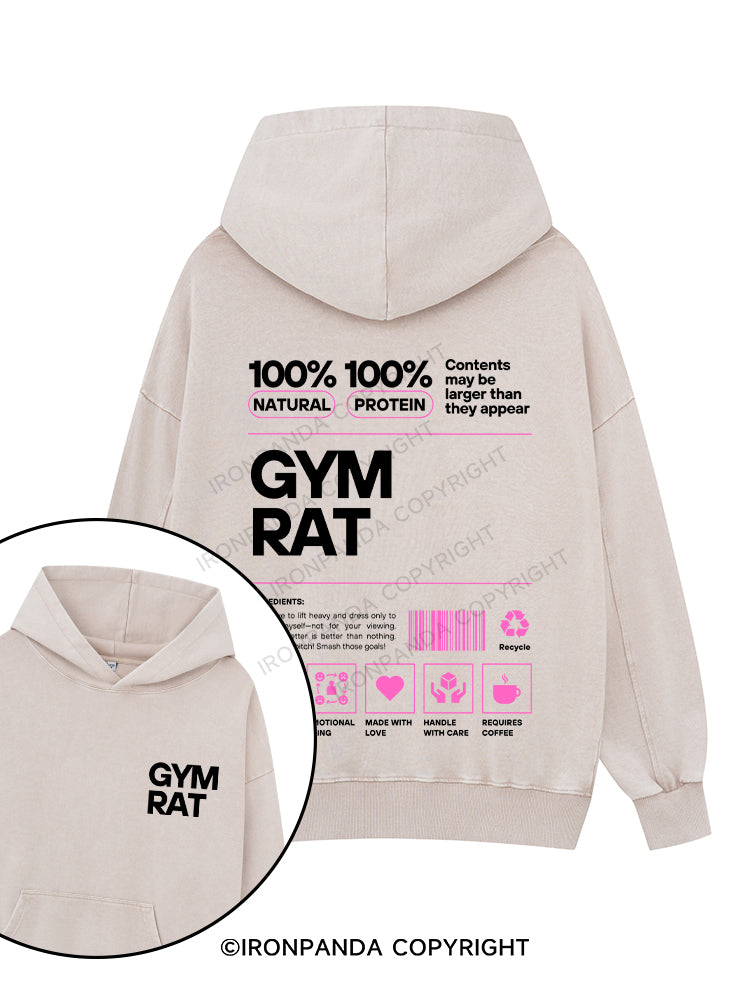 GYM RAT Printed Washed Gym Hoodie