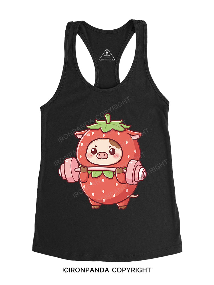 Strawberry Fitness Piggy Gym Racerback Tank