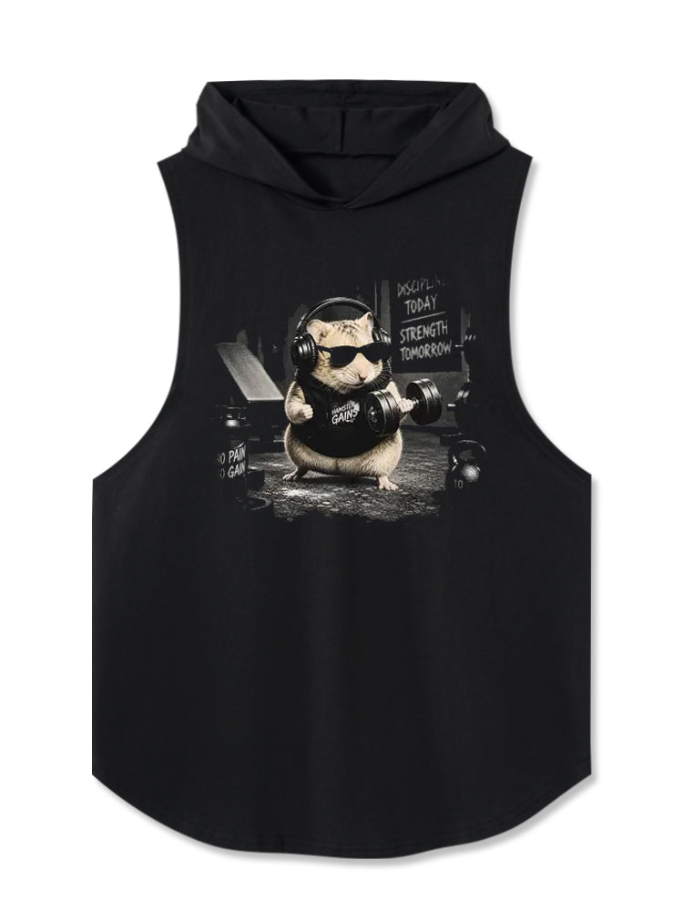 Hamster Lifting Weights Hooded Tank