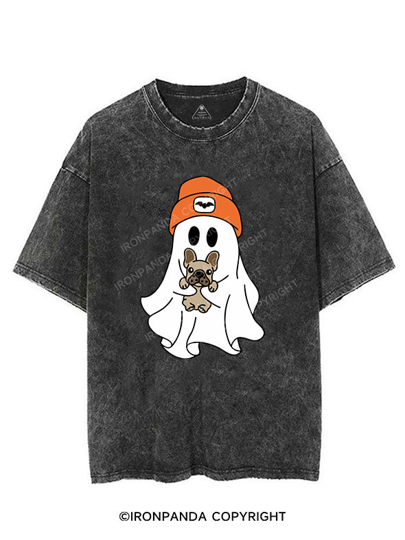 HALLOWEEN GHOST WITH A PUPPY VINTAGE GYM SHIRT