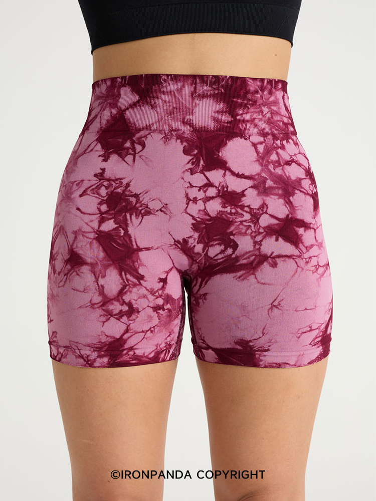 High-Waist Tie-Dye Yoga Shorts