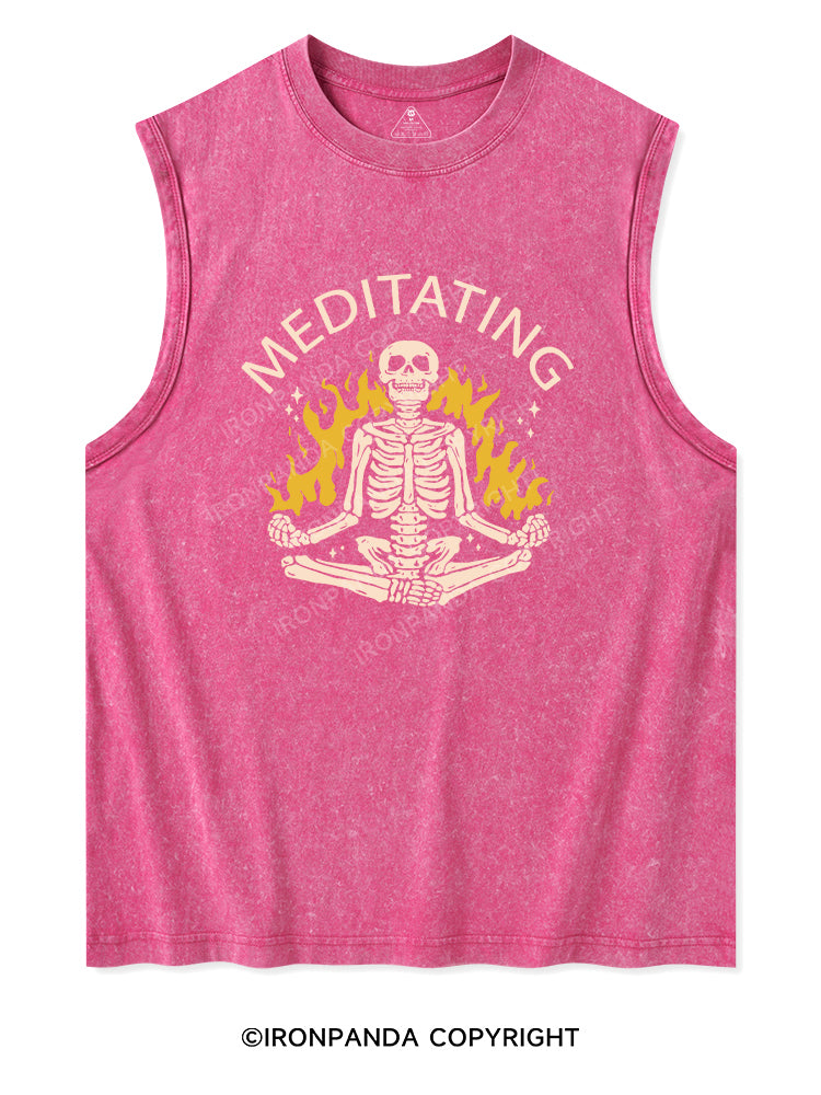 MEDITATING SKELETON Washed Tank