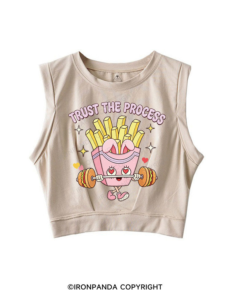TRUST THE PROCESS SLEEVELESS CROP TOPS