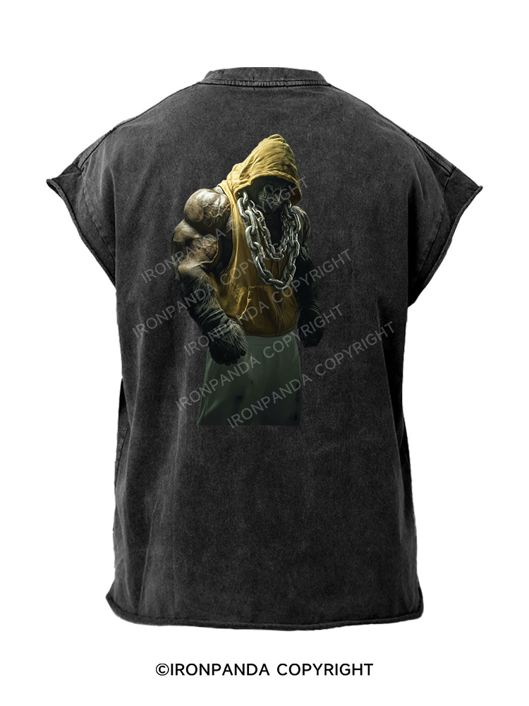 Bodybuilding gorilla  Back Printed Cut Off Tank