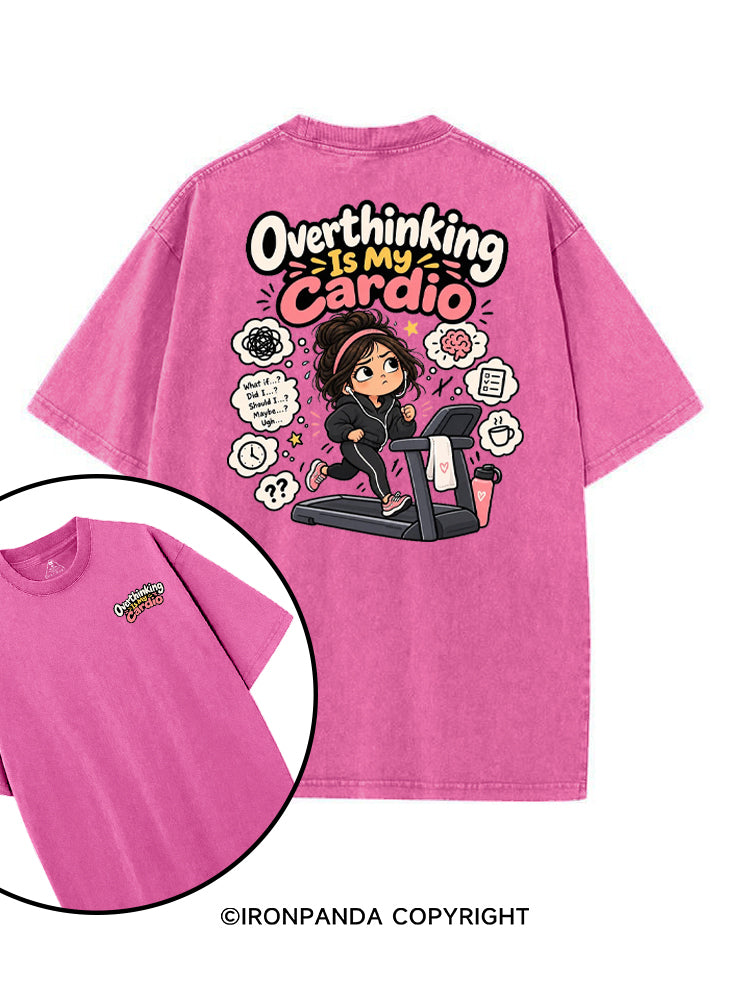 OVERTHINKING IS MY CARDIO FUNNY WORKOUT printed Gym Shirt