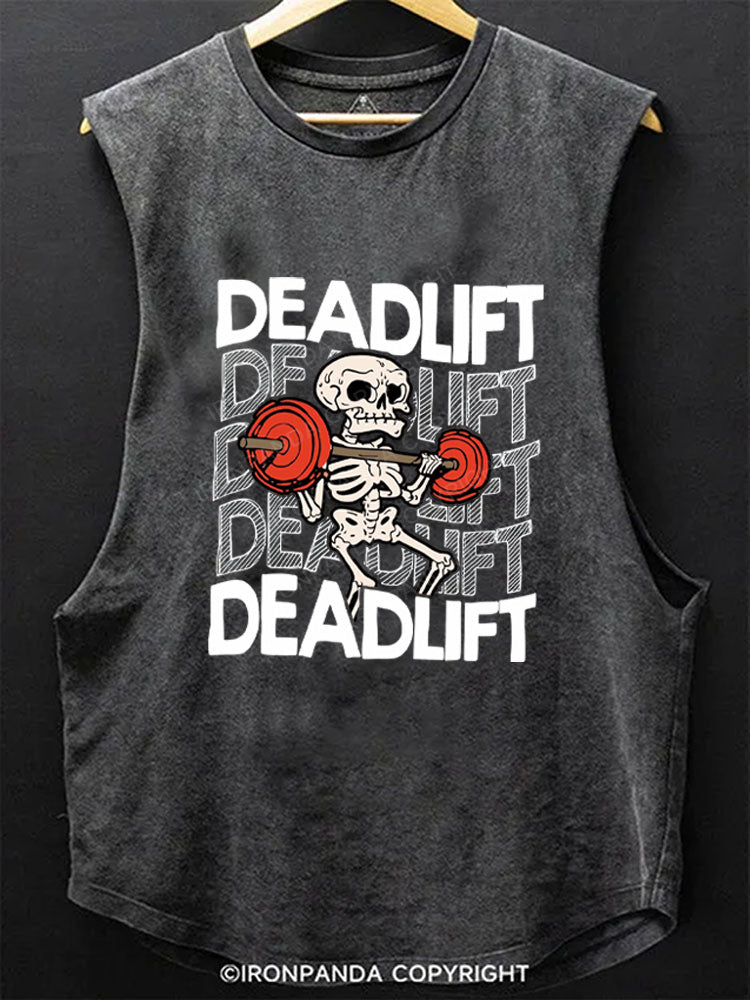 Skeleton Deadlift Funny Halloween Scoop Bottom Cotton Tank