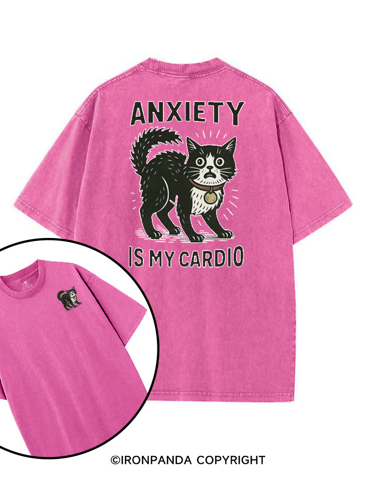 ANXIETY IS MY CARDIO CUTE KITTY printed Gym Shirt