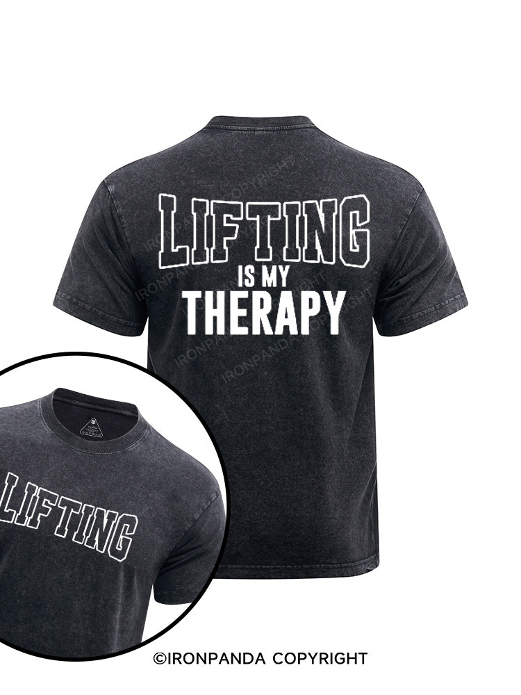 lifting is my therpapy printed Washed Gym Shirt