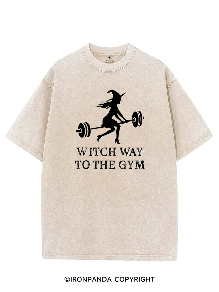 Witch Way To The Gym Funny Halloween VINTAGE GYM SHIRT