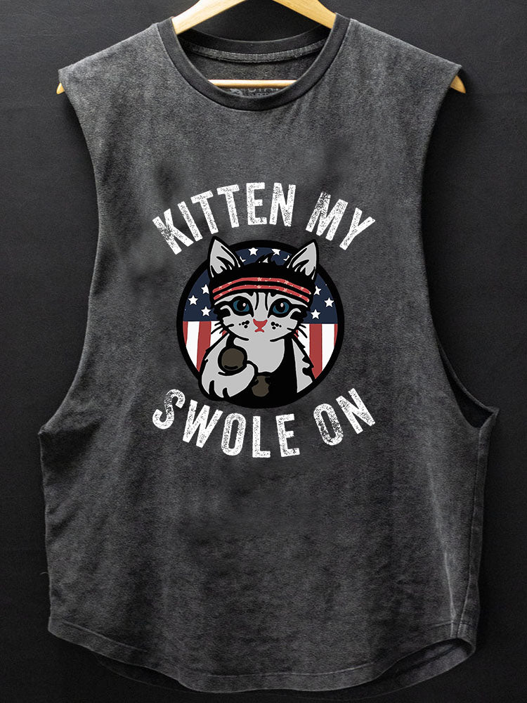 Kitten My Swole On Scoop Bottom Cotton Tank