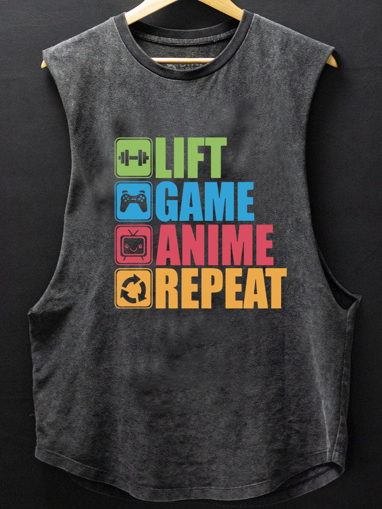 Lift, Game, Anime, Repeat SCOOP BOTTOM COTTON TANK