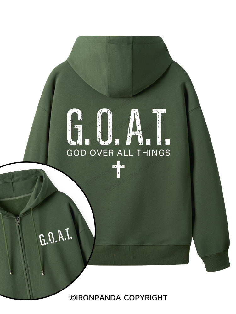 God over All Things Double-Sided Printed Fleece Zip Up Hoodie