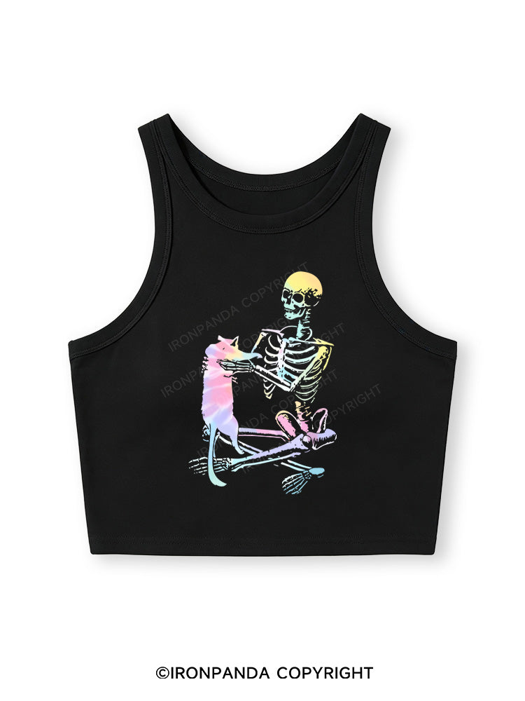 LIFT HEAVY. PET CATS Fitted Crop Tank Top
