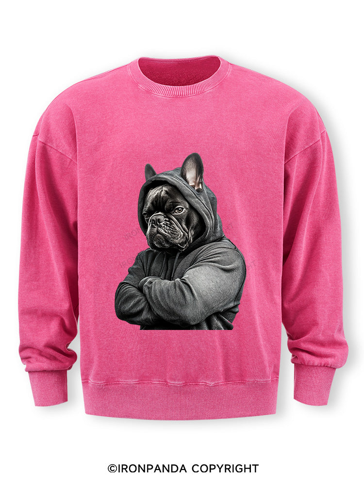Muscular French bulldog Washed Sweatshirt