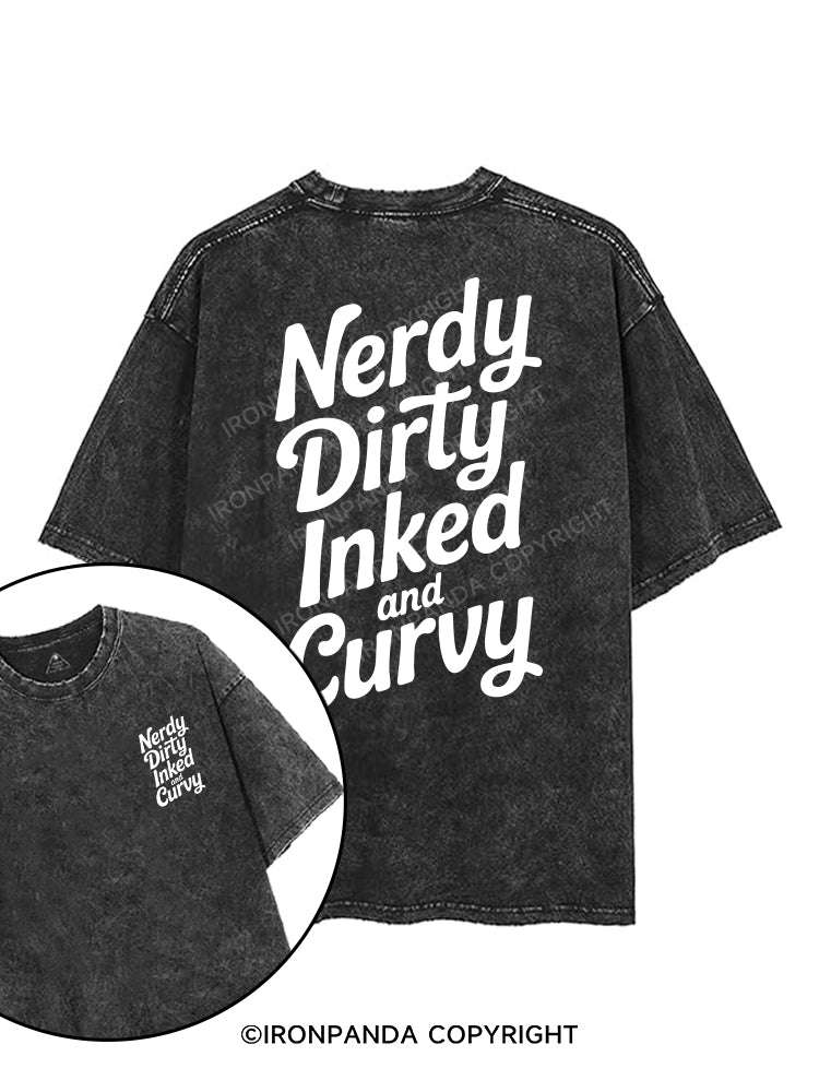 NERDY DIRTY INKED AND CURVY printed Gym Shirt