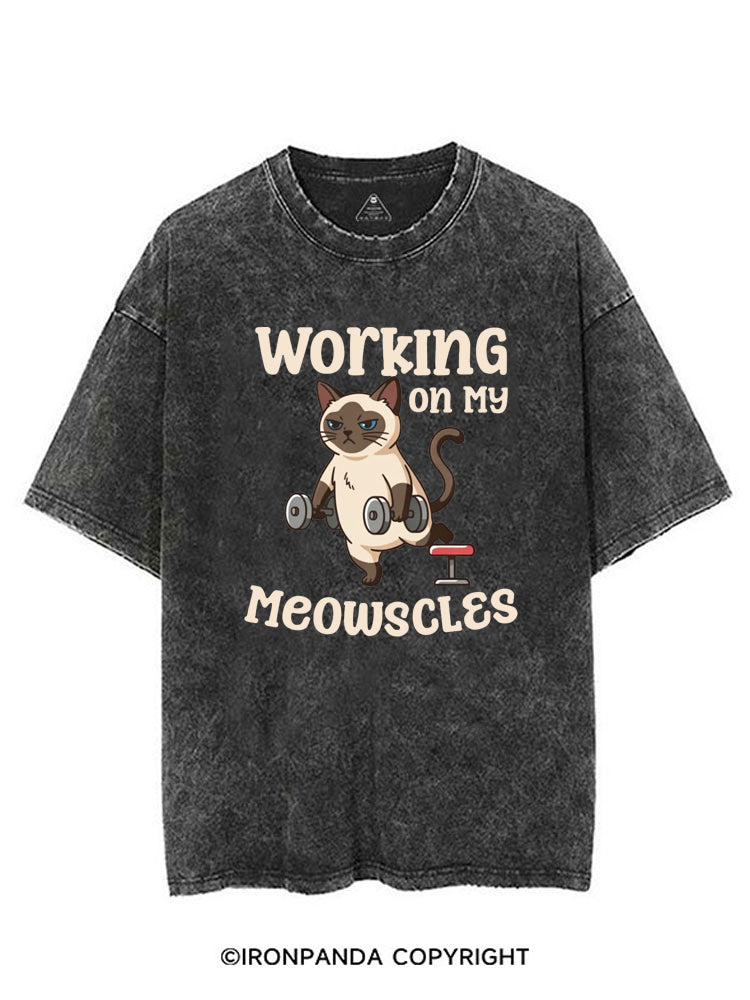 WORKING ON MY MEOWSCLES GYM KITTY VINTAGE GYM SHIRT