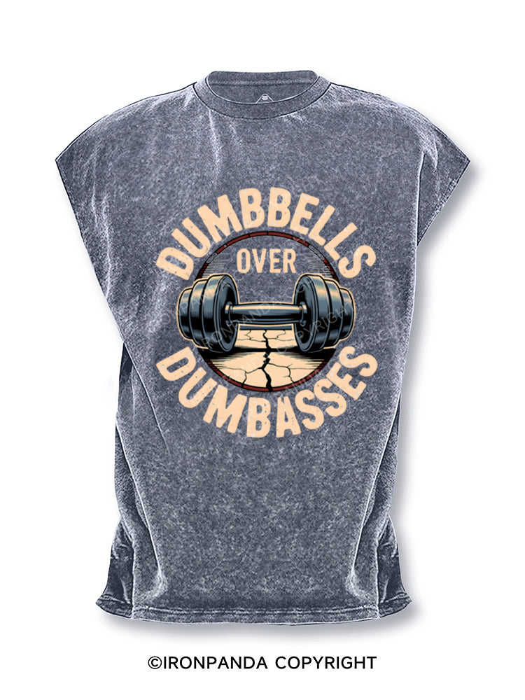 Dumbbells Over Dumbasses Funny Cut Off Tank